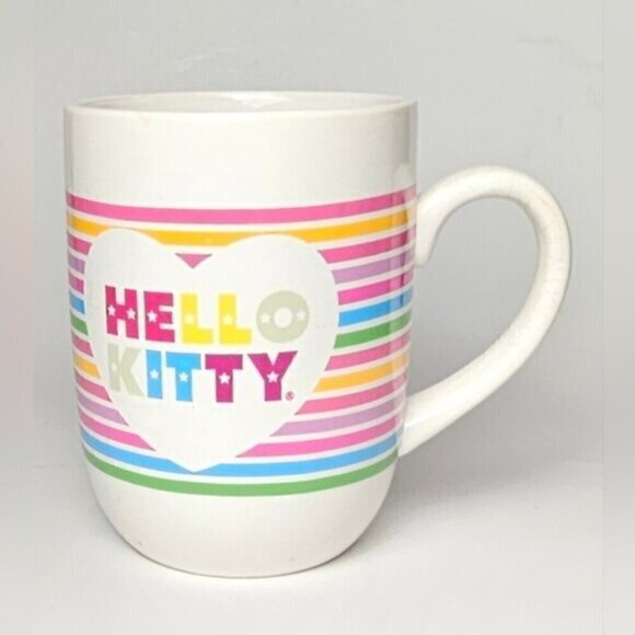Hello Kitty Rainbow Stripe Mug Sanrio 2013 – Kawaii Collectible - Picture 2 of 10
